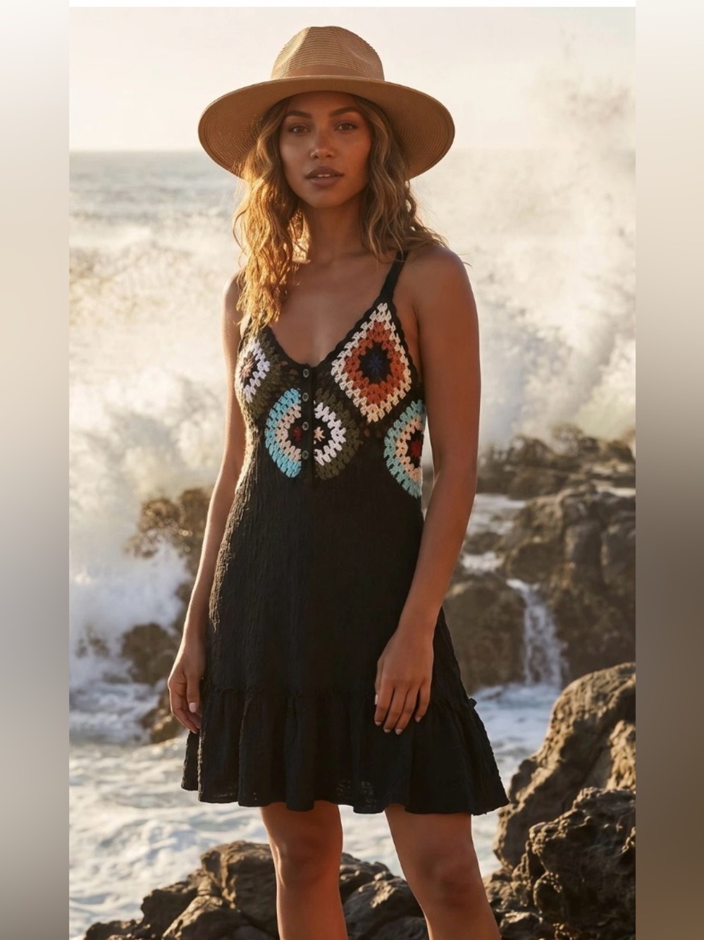 POL crochet mini dress
